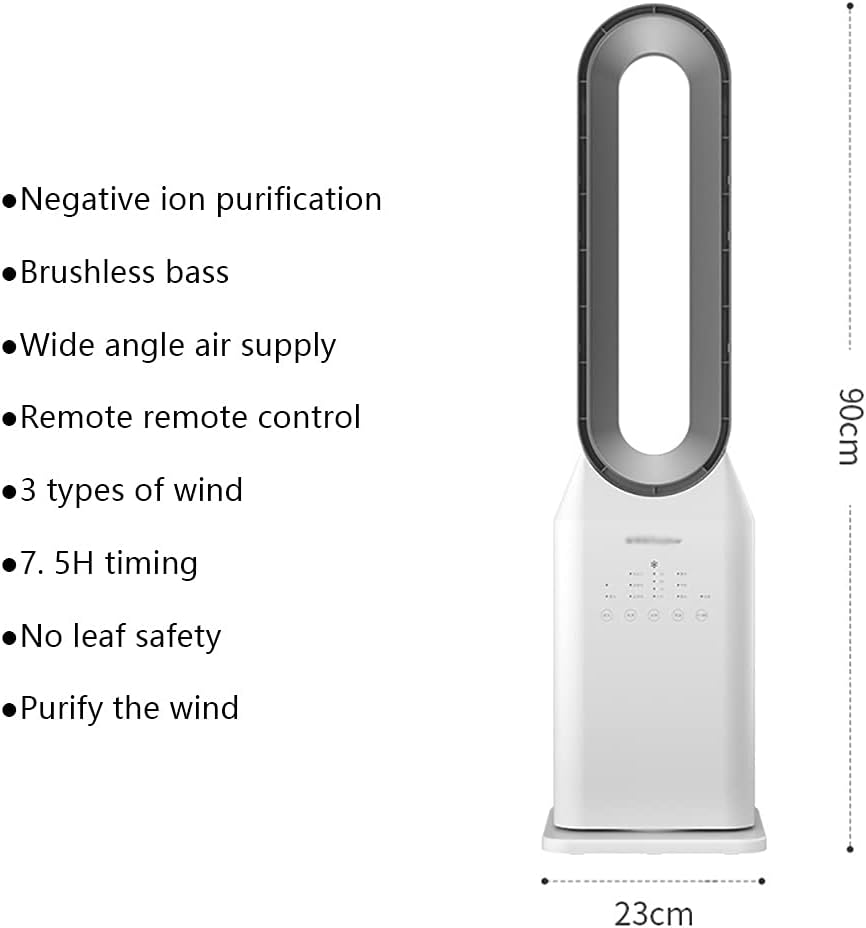 WYH Pedestal Fan Oscillating with Remote Built-in 12 Speed Settings Air Purification Floor Bladeless Fan for Bedroom Quiet Fan