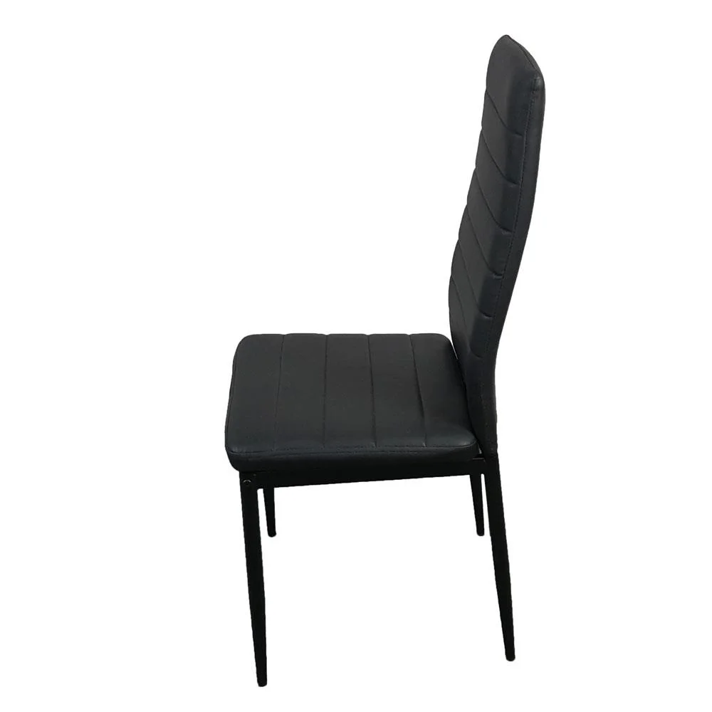 GoDecor Set of 4 Dining Side PU Leather Elegant Design Home Furniture Black