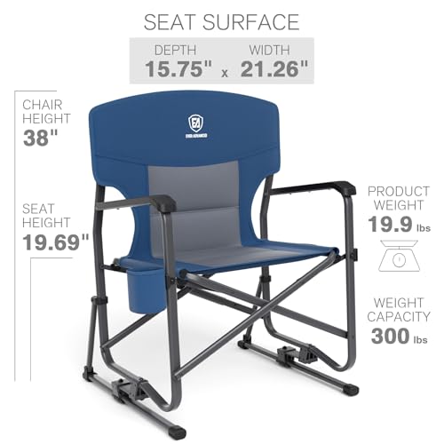 EVER ADVANCED Rocking Chair Outdoor, Quick Set Rocker Camping Chair for Adult, Foldable Rocker Chair Lightweight