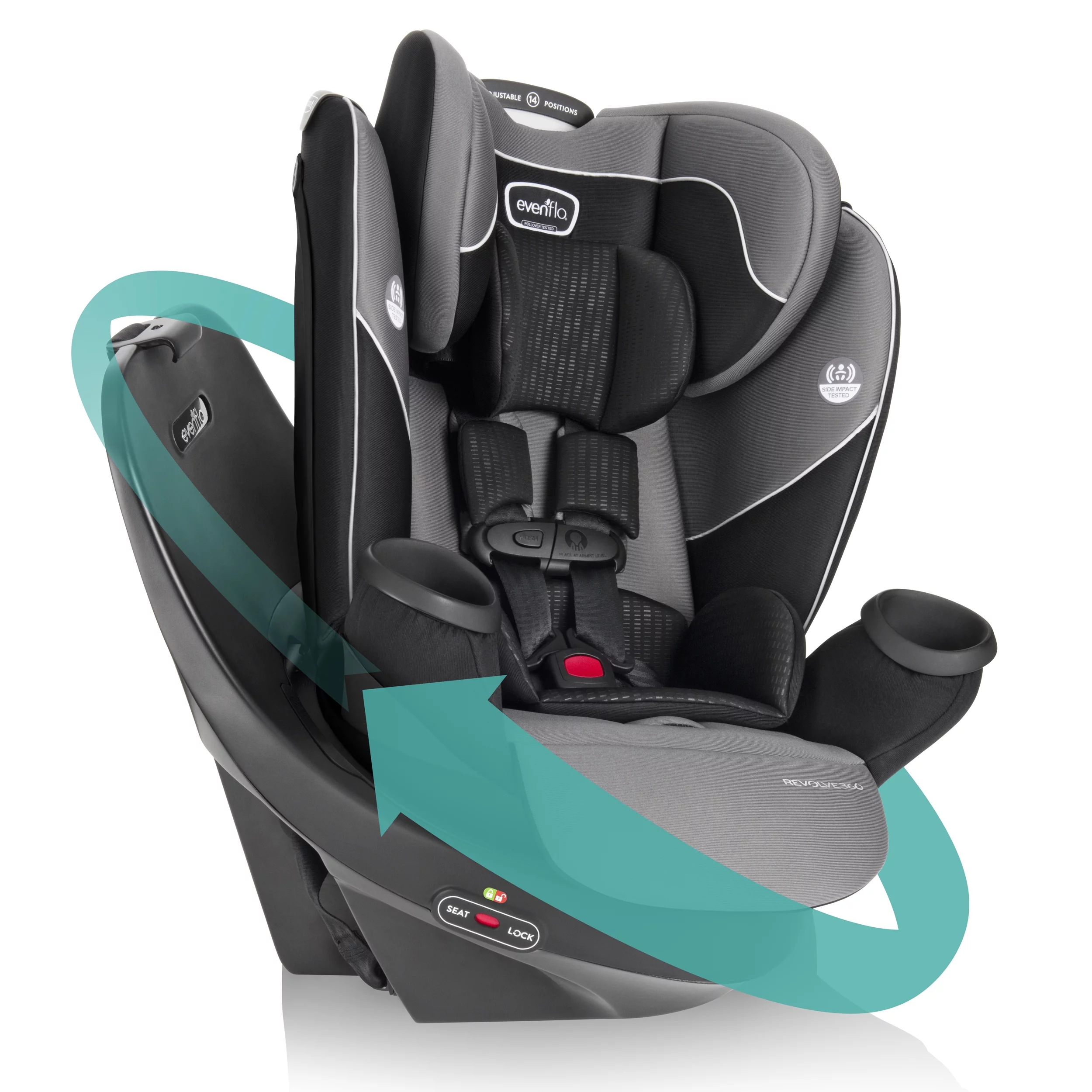 Evenflo Revolve360 Rotational All-In-One Convertible Car Seat (Amherst Gray) - Radiant Selections