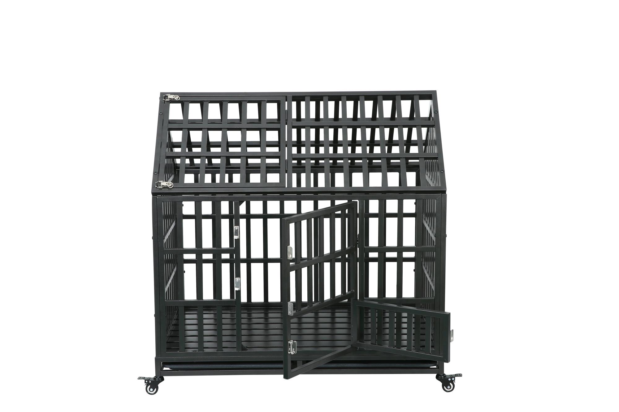 Dcenta Heavy Duty Dog Cage Crate with Roof