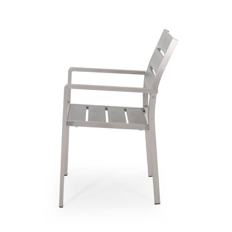 Noble House Cape Coral Outdoor Aluminum Dining Chair in Gray (Set of 2)