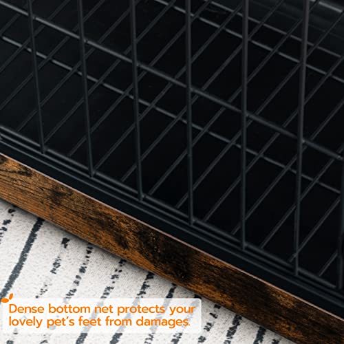 HOOBRO Dog Crate Furniture, 38.6" Large Dog Kennel Indoor, Wooden Cage with Pull-Out Tray