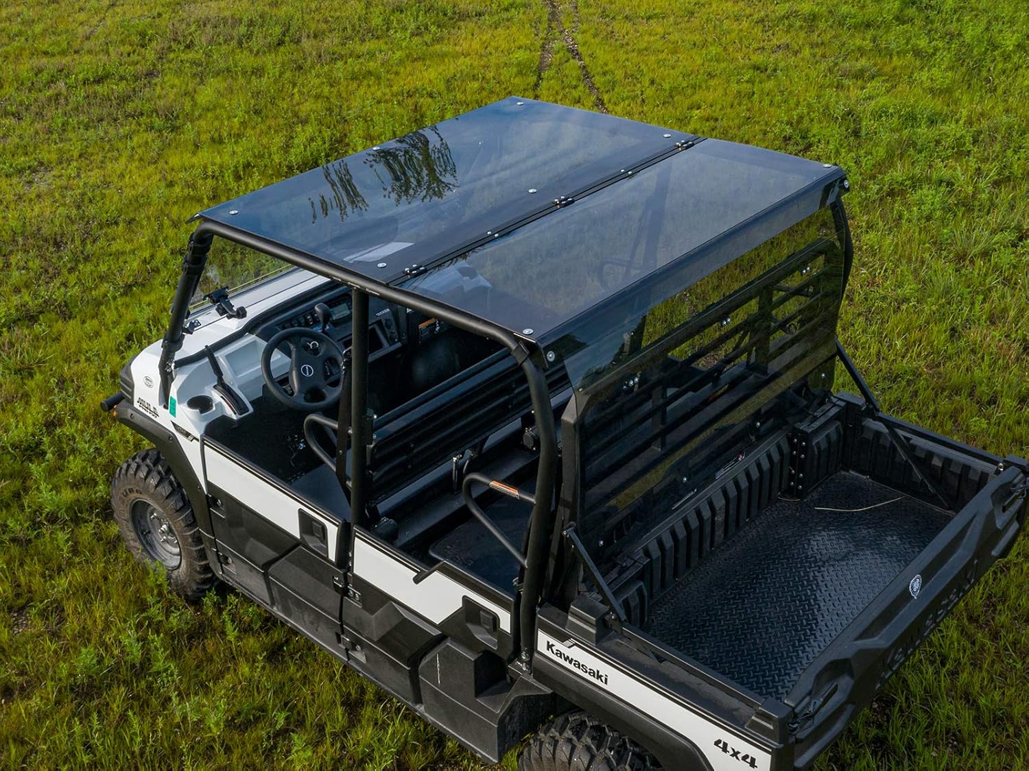 SuperATV Dark Tinted Roof for 2016+ Kawasaki Mule Pro DXT/FXT | 1/4 Polycarbonate | Protects From Elements Without Obstructing View | Works With Cab