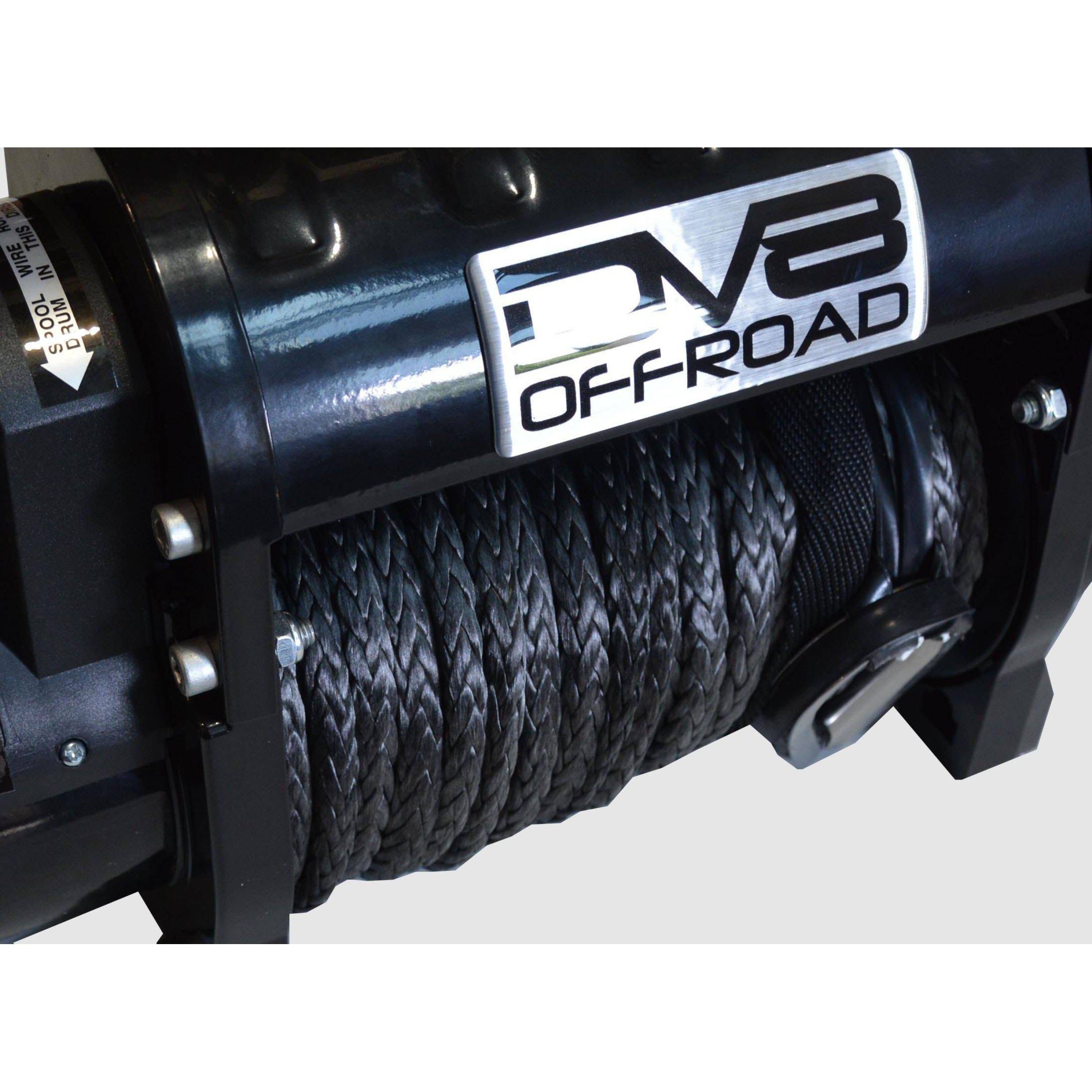 DV8 Offroad WB12SR - 12000 lb Winch w/ Synthetic Line u0026 Wireless Remote - Black