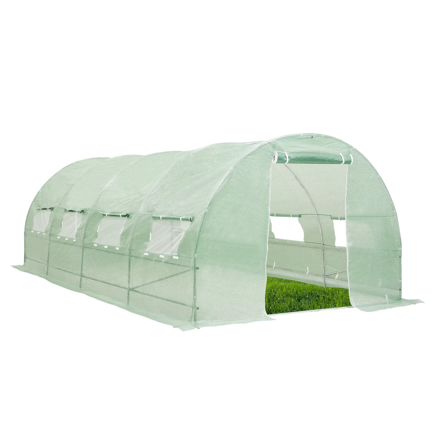 Outdoor Basic Patio Greenhouse Walk-in Green House 10'x20'x7' Portable Plastic Gardening Plant Hot Outdoor House, Four Rooms