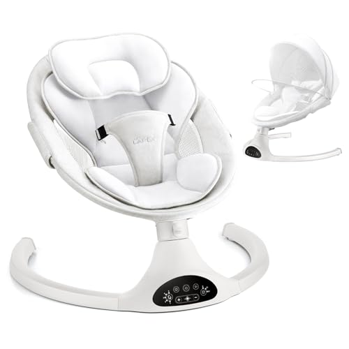 LAREX Baby Swing Infant Swing Electric Toddler Baby Rocker Portable for Newborn Boy Girl, 5 Sway Speeds with Remote Control