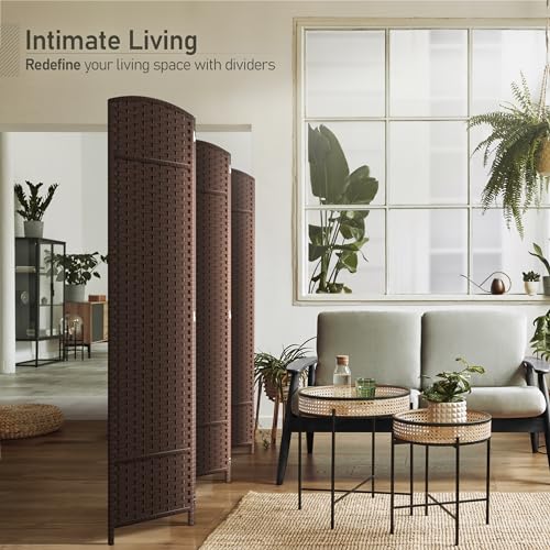 Sorbus 8-Panel Black Room Divider with Double Hinged Panels, 6 ft Tall Folding Privacy Screen