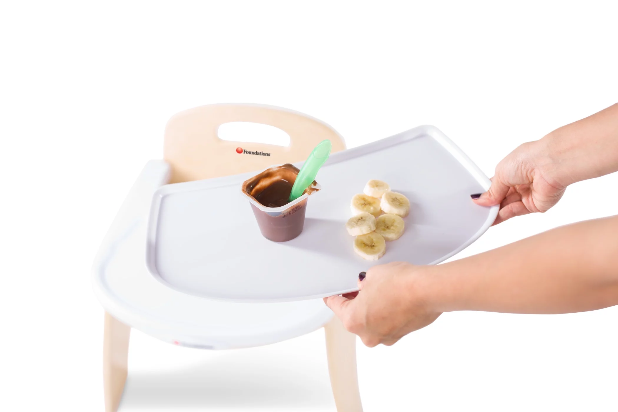 Foundations Easy Serve Low Toddler Feeding Chair with Tray, 5" Seat Height, Natural Wood
