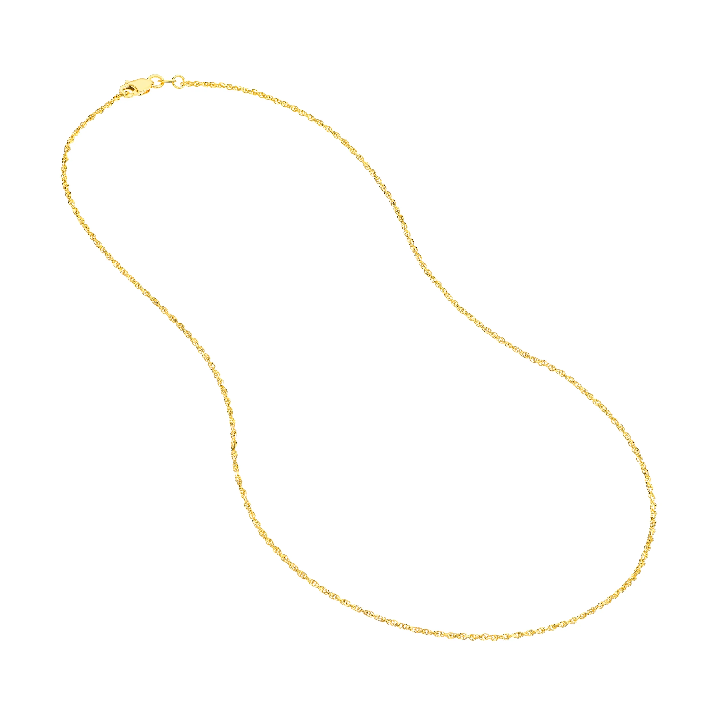 10kt Yellow Gold 18" Women's 1.05mm 025 Gauge Diamond Cut Double Rope Necklace and Lobster Lock