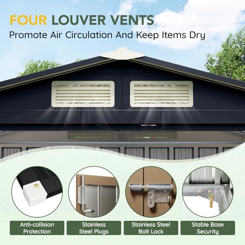 6x4FT Outdoor Steel Storage Shed with Clear Window, Lockable Doors, Weather-Resistant Metal Tool Shed for Garden, Backyard, Patio, and Utility Storage