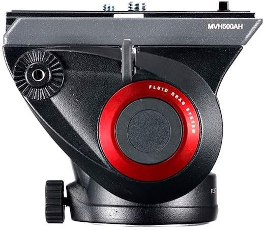 Manfrotto MVH500AH, Lightweight Fluid Video Head with Flat Base, Sliding Plate for Rapid Camera Connection, Supports Multiple Tripods