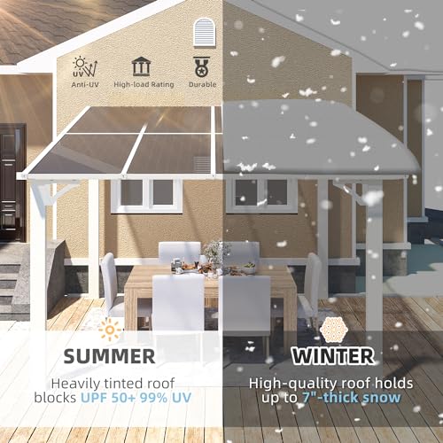 AECOJOY 10&rsquo; x 10&rsquo; Gazebo, Wall Mounted Gazebos Pergola on Clearance, Outdoor Patio Lean to Gazebo Awnings for Deck, Porch