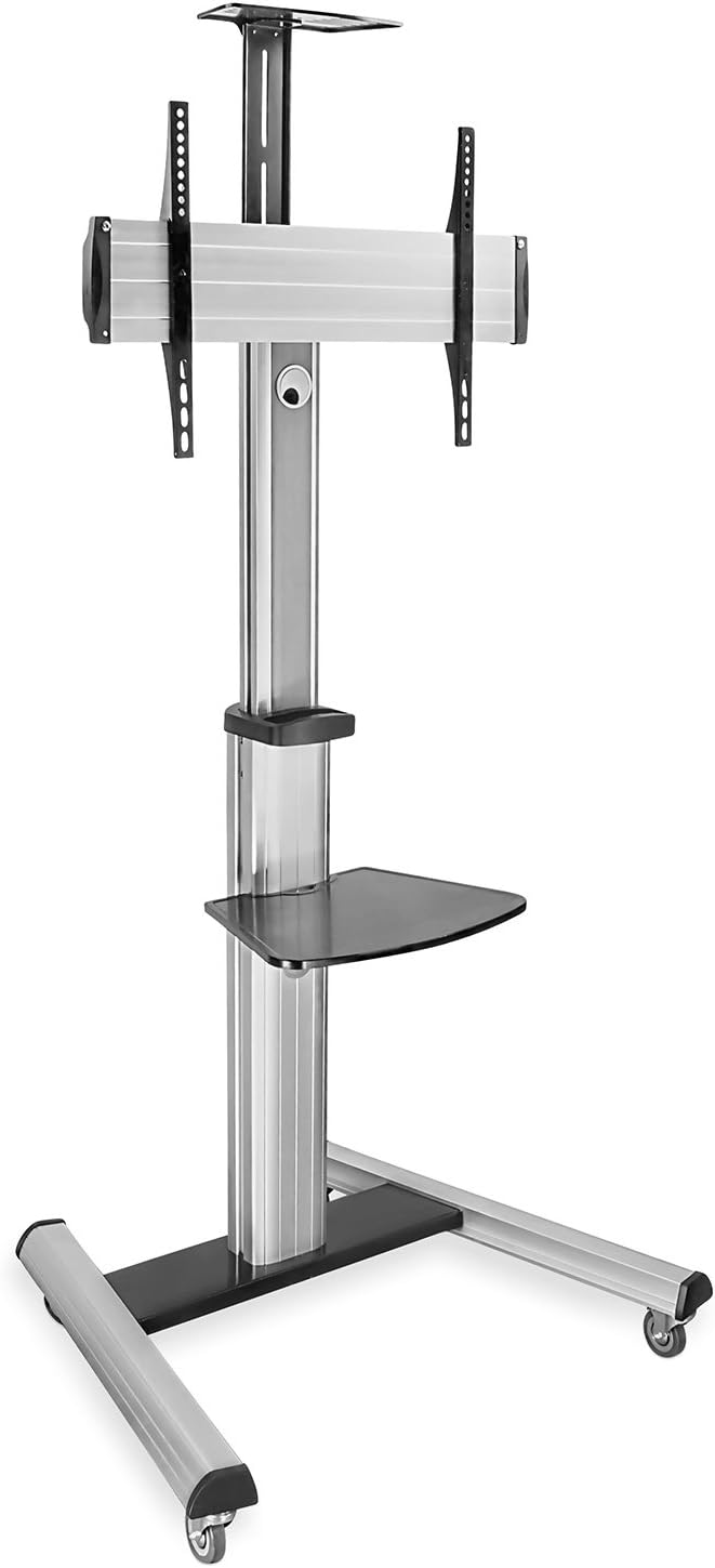 Mount-It! Mobile TV Stand for Flat Screen Televisions, Height Adjustable Rolling TV Cart for 32, 40, 50, 55, 60, 65 and 70 Inch Screens