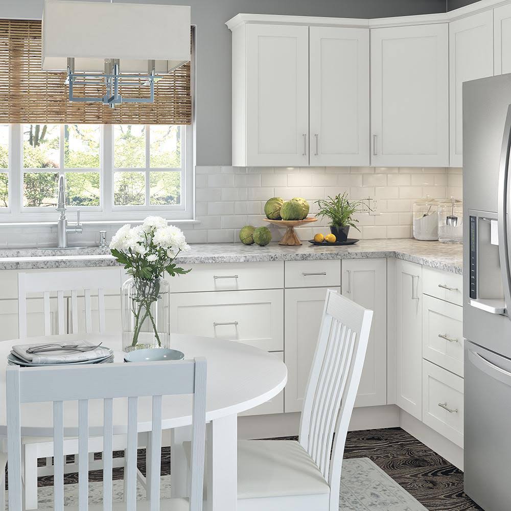 Hampton Bay Cambridge Shaker Assembled 12x36x12.5 in. Wall Cabinet with 1 Soft Close Door in White