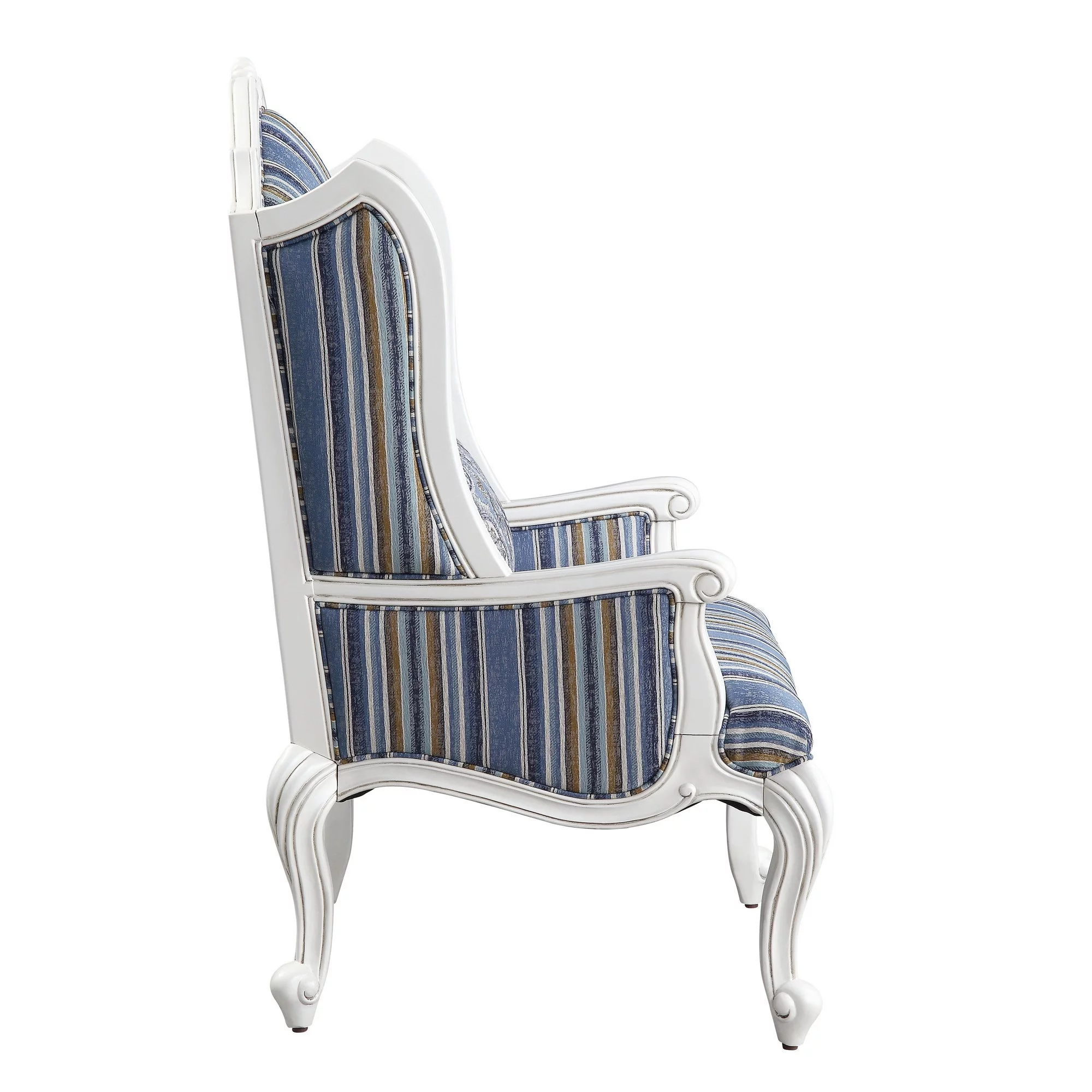Chair with Wingback and Resin Queen Anne Legs, Blue