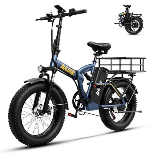 1000W Folding Electric Bike,48V 20AH Removable Battery E Bike,30+MPH,80 Miles Max Range Electric Bike for Adults,20" Fat Tire Foldable ebike