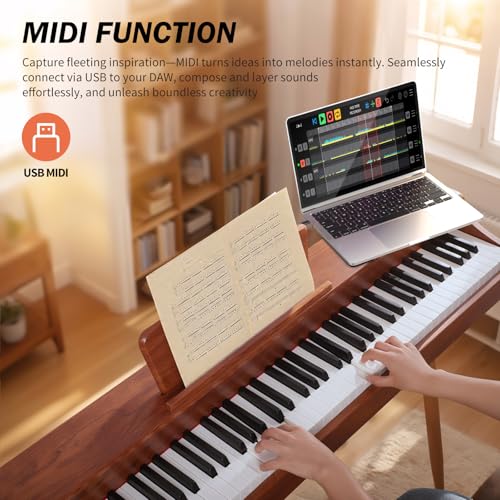 AiJoy Digital Piano 88-Key Weighted Action Keyboard, Home Electric Piano for Beginners with Triple Pedal, Compact Design