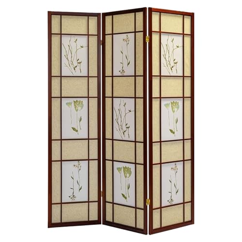 Legacy Decor 3 Panels Room Divider - Portable & Foldable Freestanding Room Privacy Screen - 71” Tall Botanical Floral Dressing Screen