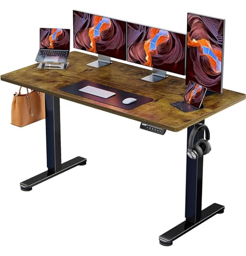 ErGear Height Adjustable Electric Standing Desk, 48 x 24 Inches Sit Stand up Desk, Memory Computer Home Office Desk with Two-Piece Desktop (Walnut)