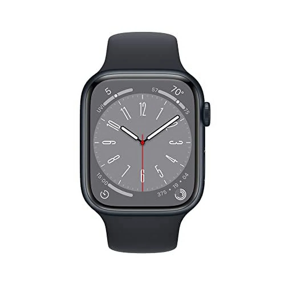 Apple Watch Series 8 GPS 45mm Midnight Aluminum Case with Midnight Sport Band - M/L. Fitness Tracker, Blood Oxygen & ECG Apps