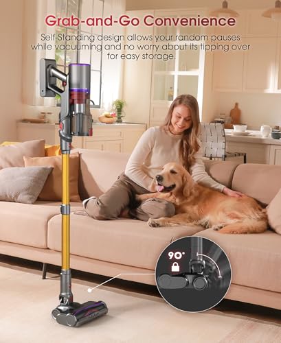 UNINELL HOME Cordless Vacuum Cleaner, 48000Pa 550W 65Mins Vacuum Cleaners for Home,LED Touch Display, Anti-Tangle Stick Vacuum Self-Standing
