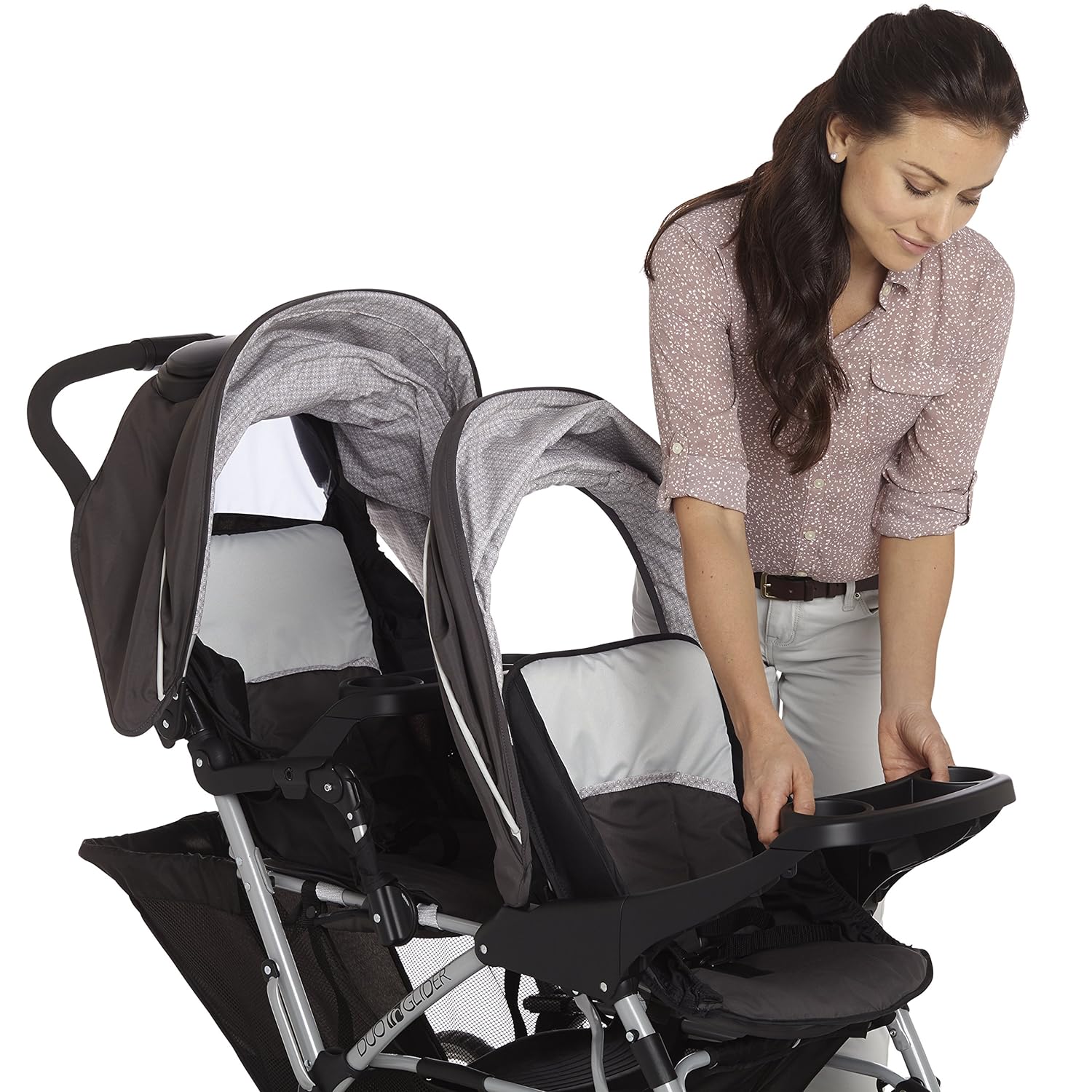 Graco DuoGlider Double Stroller | Lightweight Double Stroller with Tandem Seating, Glacier & SnugRide 35 Lite LX Infant Car Seat, Studio