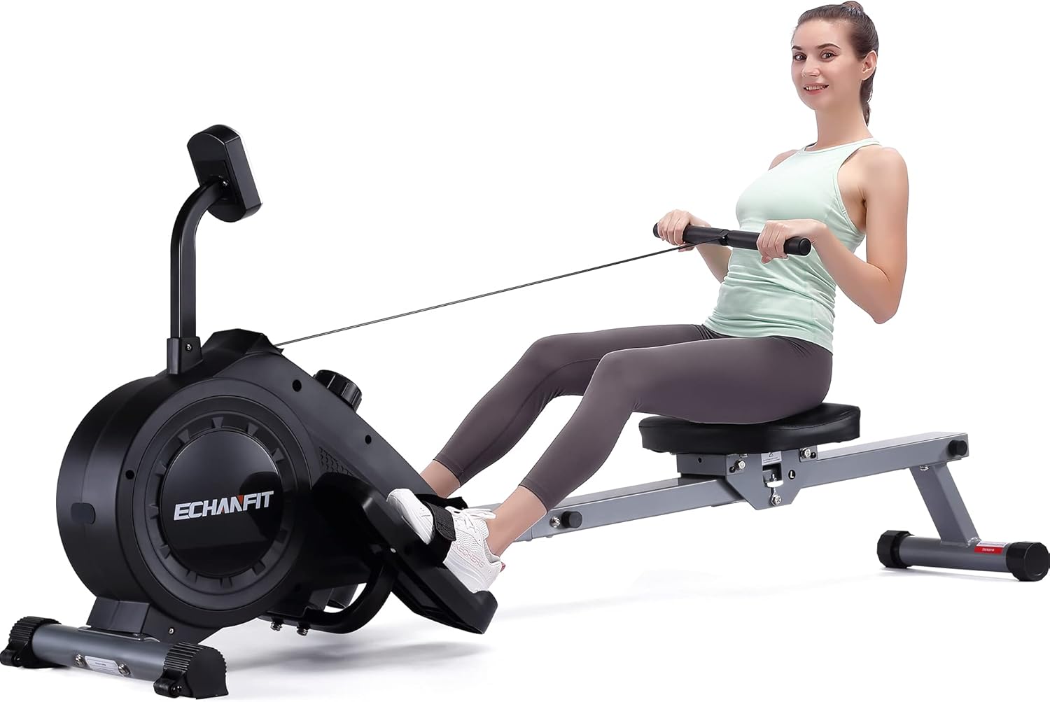 ECHANFIT Magnetic Rower Machine with 16-Level Silence Resistance for Whole Body Rowing with LCD Monitor for Home Gym