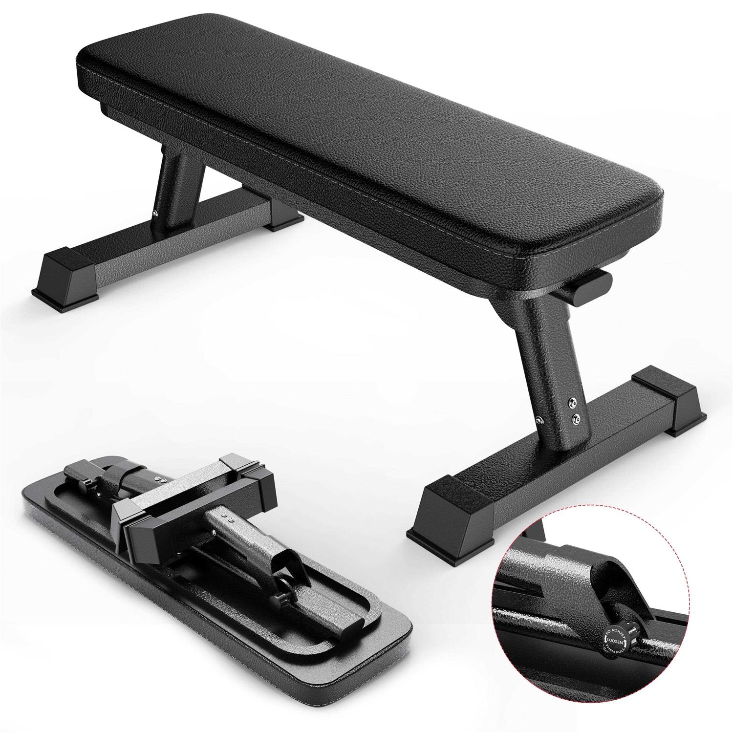 Finer Form Gym Quality Foldable Flat Bench for Multi-Purpose Weight Training and Ab Exercises - Sports Supplies Online Store