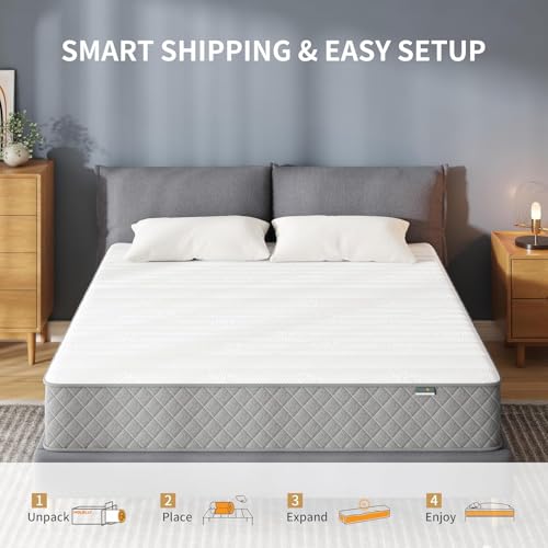 Full Mattress, 12 Inch Full Size Mattress with Cooling-Gel Memory Foam &Pocket Spring Hybrid, CertiPUR-US Certified, Medium Firm