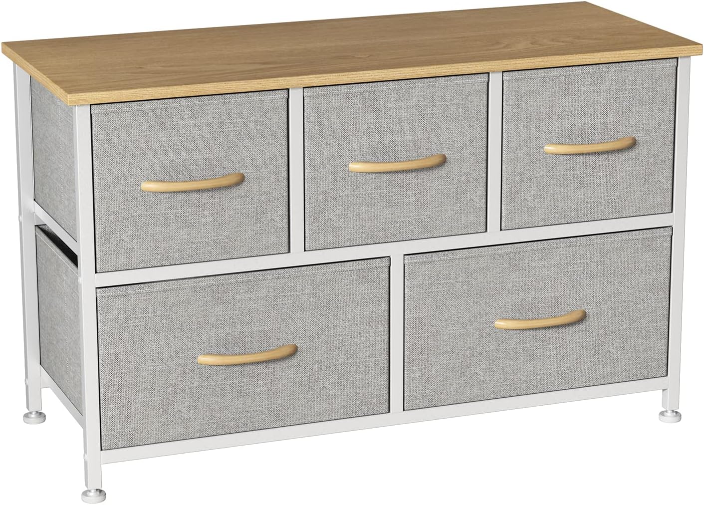 Somdot Dresser with 5 Easy Pull Drawers 39.4'' Wide Fabric Dresser Vertical Storage Tower Organizer Unit for Bedroom Office Laundry Closet Entryway