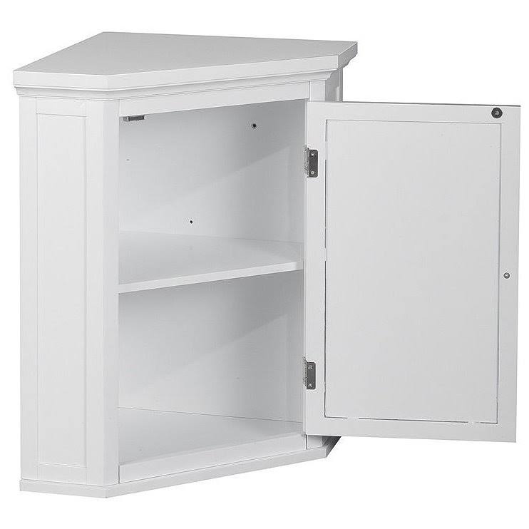 Pemberly Row 1-Door Corner Wall Cabinet in White - PR-501915