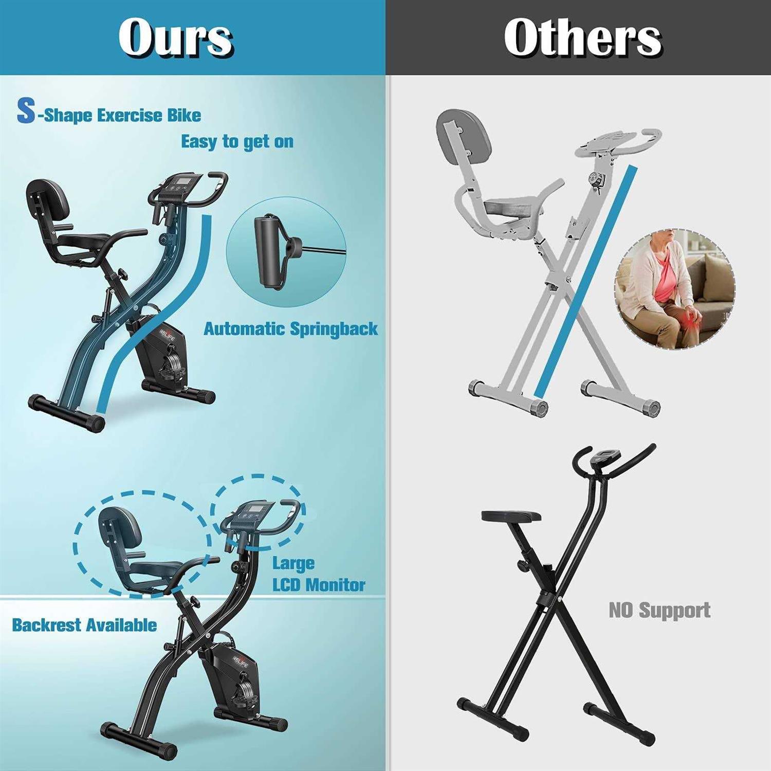 3in1 Foldable Exercise Bike Indoor Cycling Bicycles Stationary for Home Fitness Cardio Workout Relife Rebuild Your Life - Sports Supplies Online Store