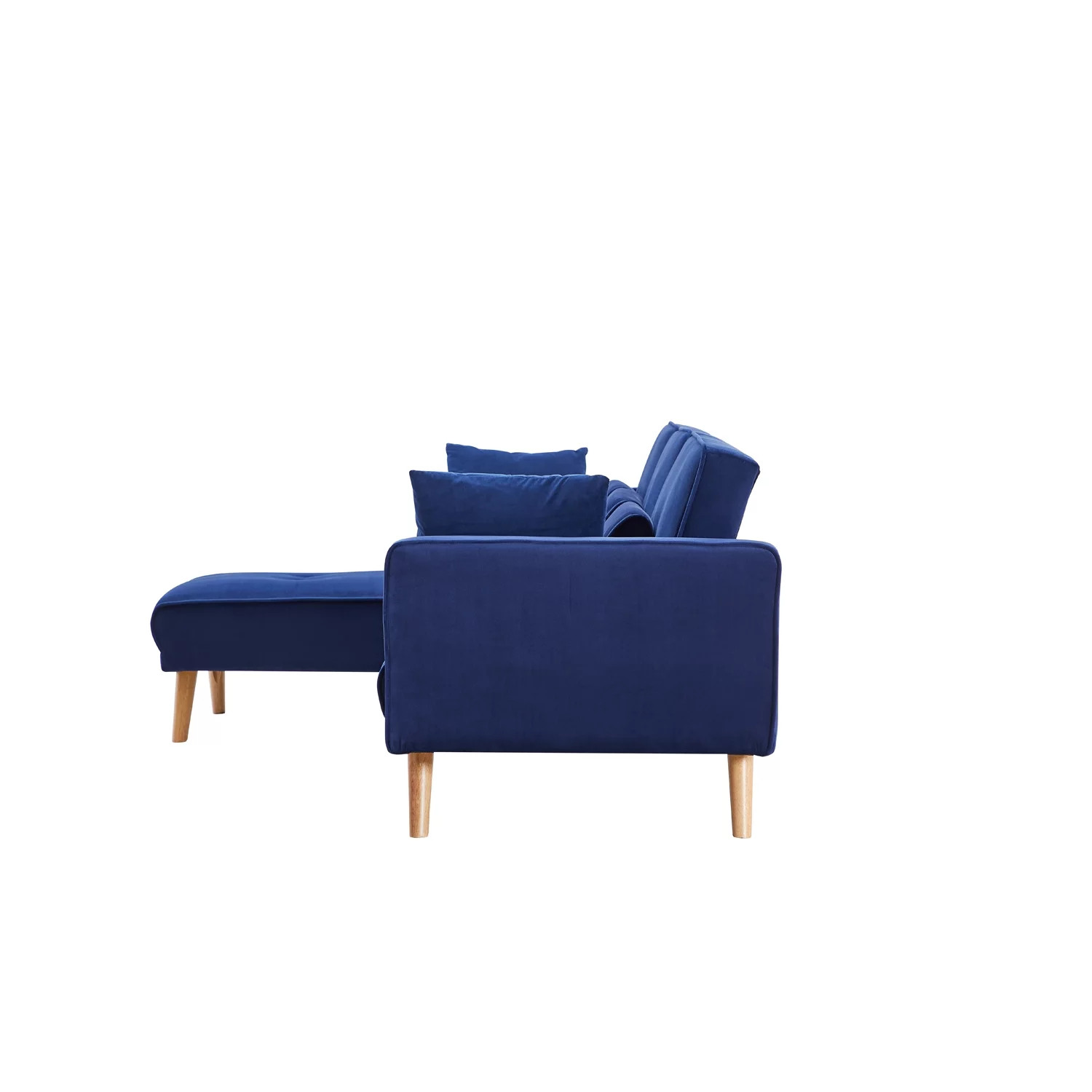 Royard Oaktree Velvet Sectional Sofa Bed L-Shaped Folding Sofa with Chaise Convertible Daybed Sleeper Couch for Living Room Apartment Small Space,Blue