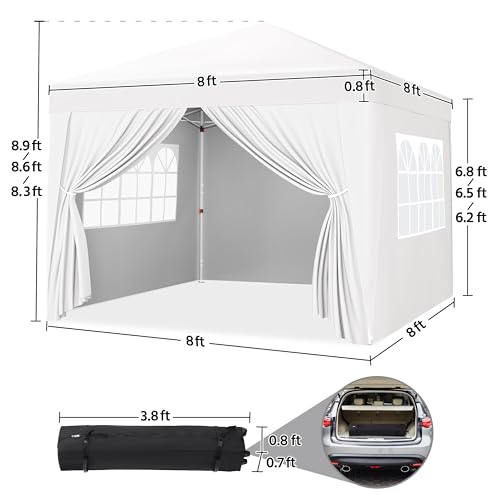 Yaheetech 10x10 Pop Up Canopy with 4 Removable Sidewalls, Portable Enclosed Instant Tent, Waterproof Outdoor Tent, Beach Sun Shelter with 4 Sandbags
