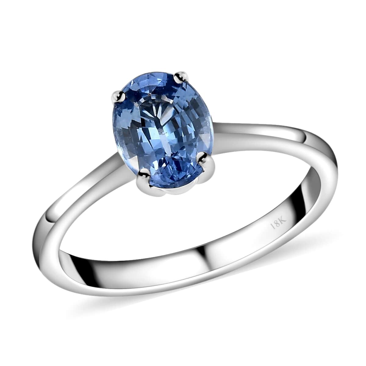 SHOP LC Iliana AAA Sapphire Oval 18K White Gold Solitaire Ring for Women Jewelry Birthday Gifts for Women Size 7 Ct 1.15 Wedding Engagement Promise