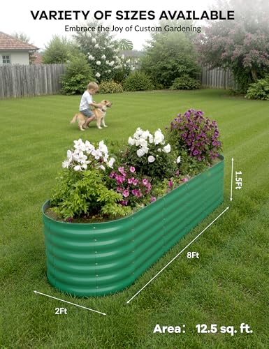 10x4x1.5ft Raised Garden Bed,Galvanized Raised Planter Boxes Outdoor with Easy Assembly, Large Garden Bed for Vegetables, Fruits, Flower