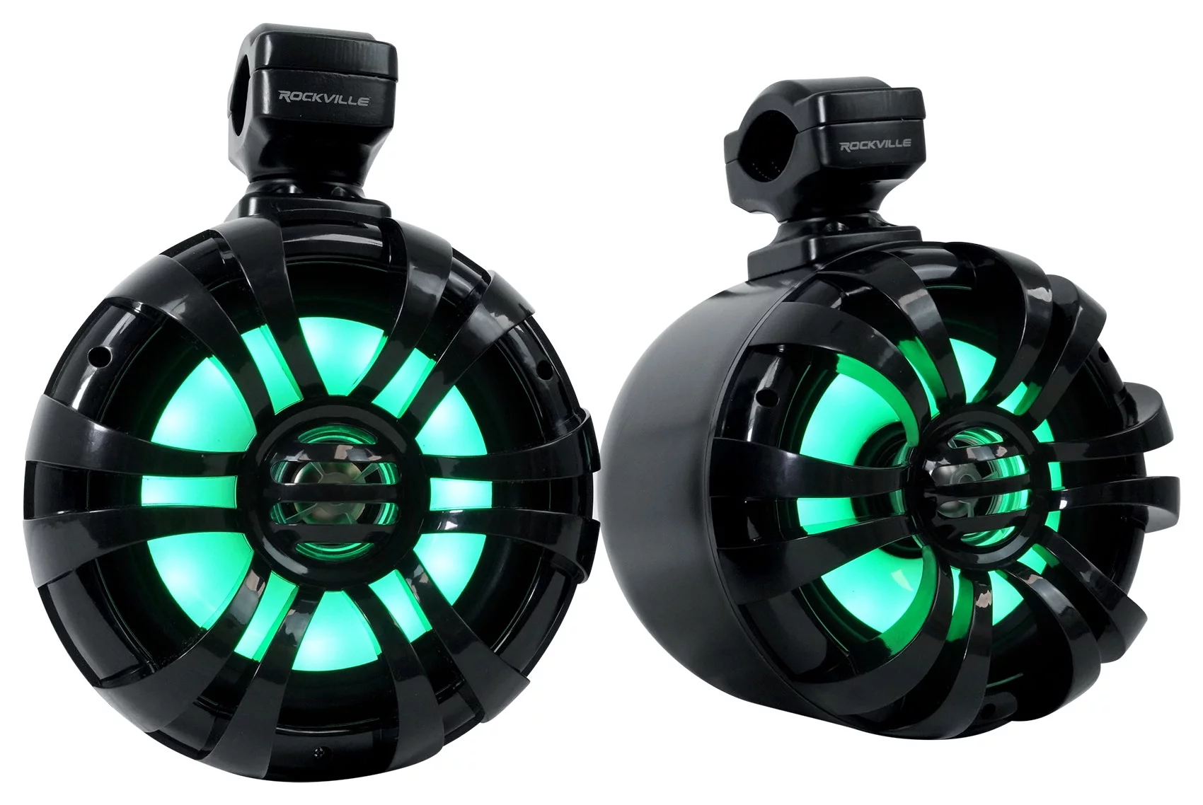 (4) Rockville 6.5" LED Black Tower Speakers+Hifonics Amp+Bluetooth RZR/ATV/UTV