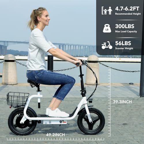 Caroma Peak 500W/800W/1200W Electric Scooter with Seat 14" Tire, 30 Miles Range 20MPH Max Speed, Foldable Electric Scooter for Adults 300 LBS Max Load