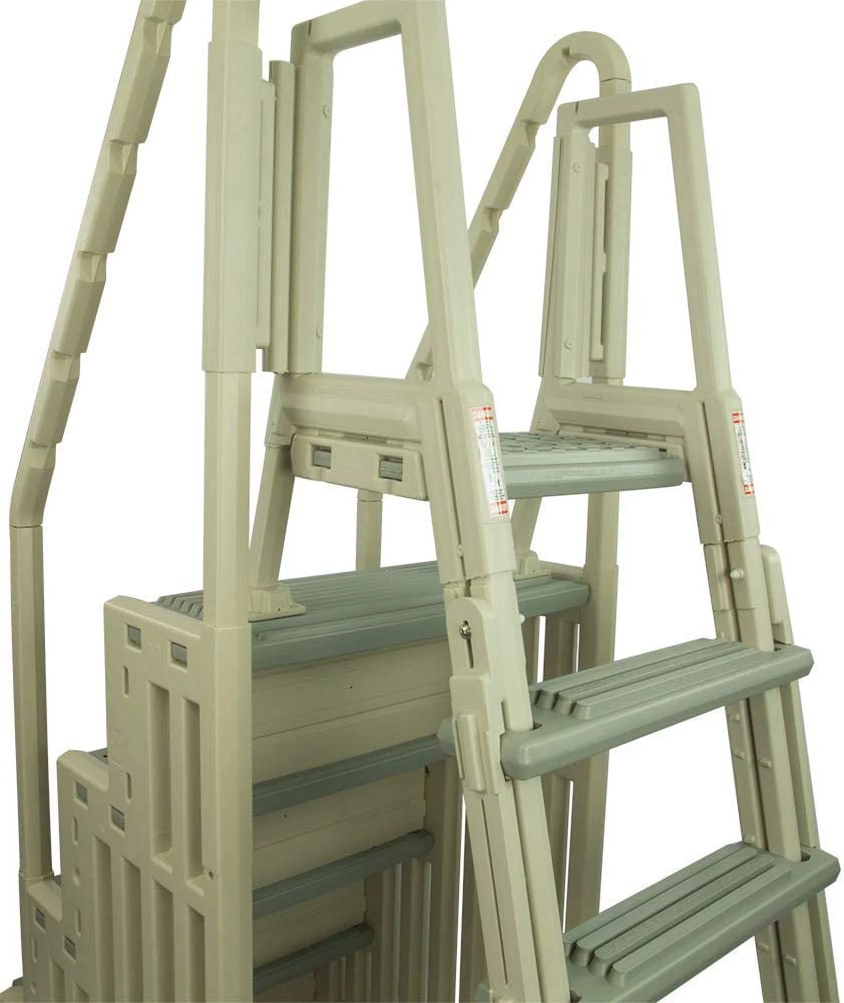 Confer Resin Swimming Pool Steps and Ladder - Warm Gray Frame with Gray Threads