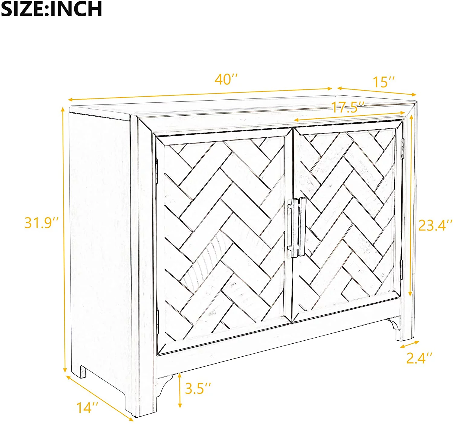 40 inch Accent Cabinets with Unique Design Doors,Small Storage Cabinet with Adjustable Shelves,Sideboard Buffet Cabinet Suitable for Entryway