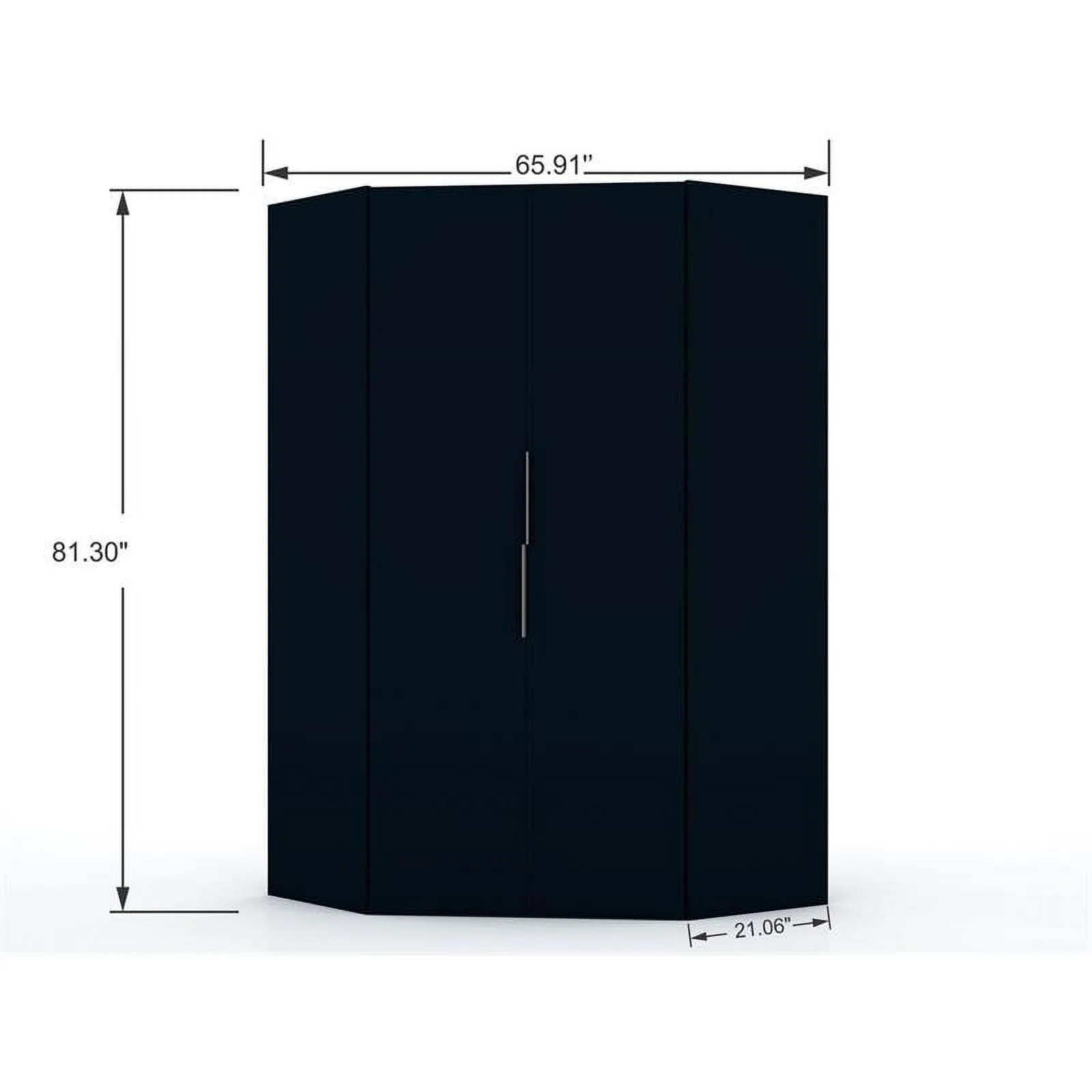 Atlin Designs Contemporary Wood Corner Wardrobe Closet in Midnight Blue