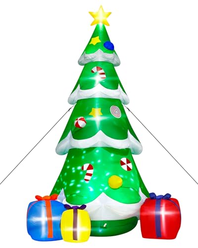 15FT Christmas Inflatables, Giant Inflatable Santa Claus Holding Gift Bags, Blow Up Christmas Santa Claus with 8pcs LED