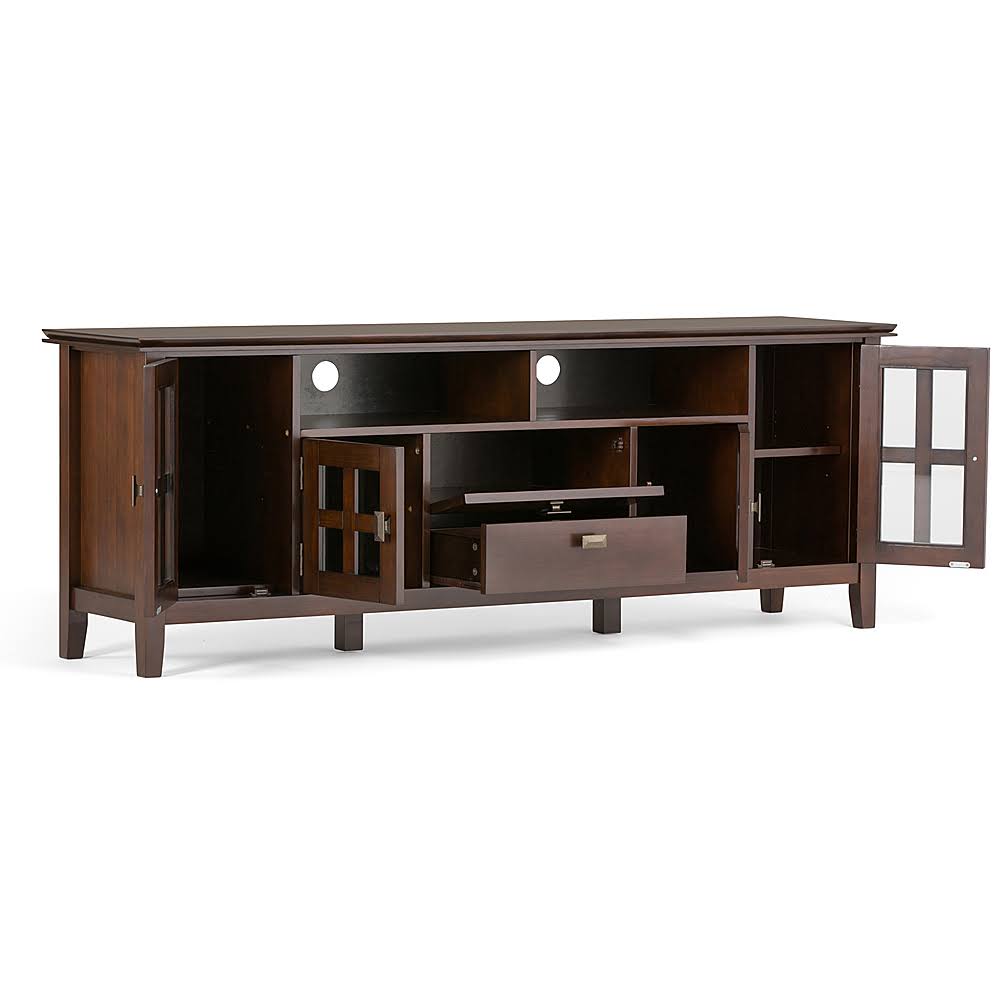 Simpli Home Artisan Contemporary Solid Wood 72x22 TV Media Stand in Russet Brown