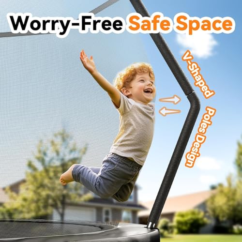 BCAN 8FT 10FT 12FT 14FT 15FT 16FT Recreational Trampoline with Enclosure for Kids Adults, ASTM Approved, Outdoor Trampolines with Ladder for Kids