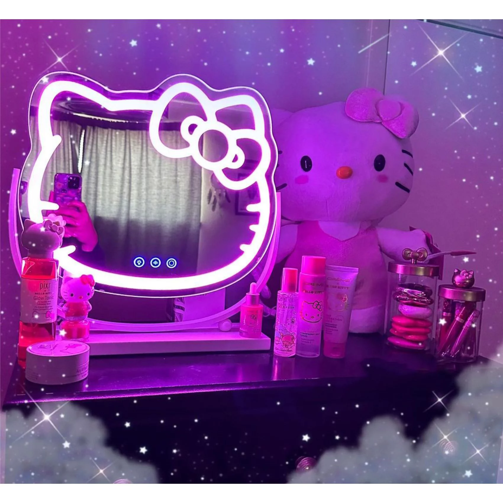Impressions Vanity Hello Kitty LED Makeup Mirror, Wall Mount Tabletop Lighted Mirrors with Touch Sensor - Radiant Selections