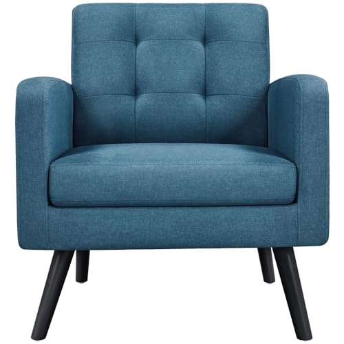 Yaheetech Mid-Century Accent Chairs, PU Leather Modern Upholstered Living Room Chair