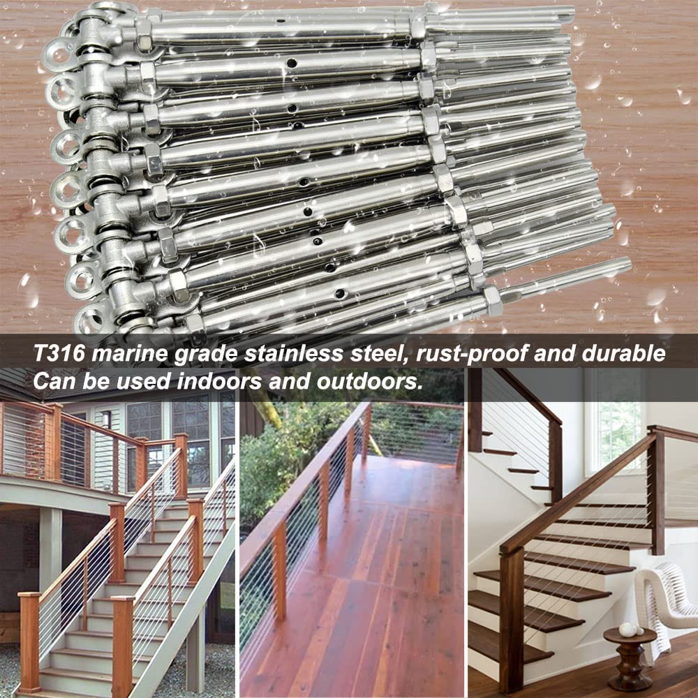 Iutuuk Steel Cable Railing Hardware Kit, for 1/8 Stainless Steel Cable Deck Railing System, for Wood Posts, 30 Pairs