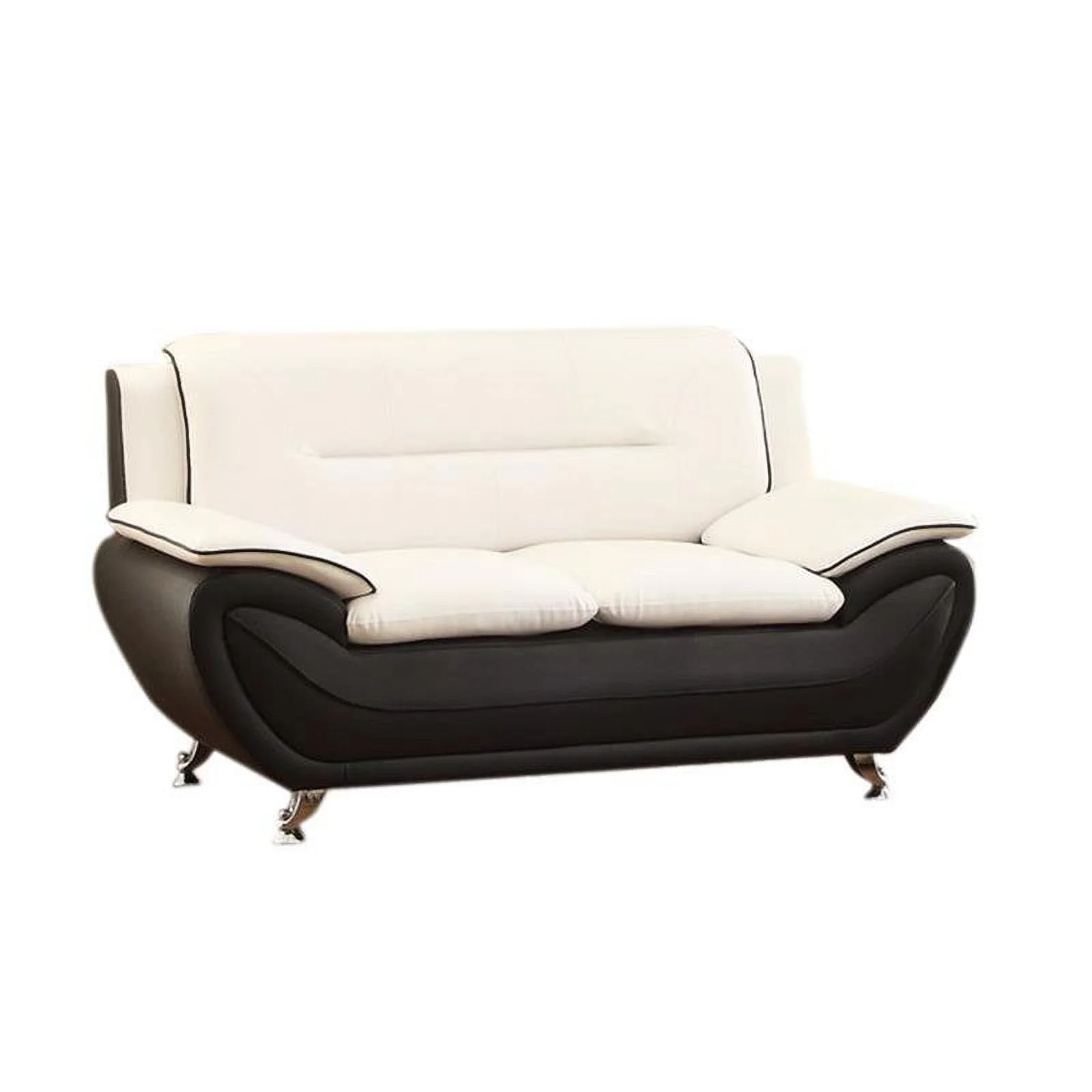 3 Piece Living Room Set with 59" Loveseat and 2 Armchairs in Black/Beige
