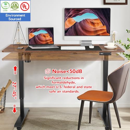 farexon Electric Standing Desk 55 x 24In with Charging Station, Stand up Desk with Oversized Mouse Pad, 2 USB Ports & 3 Power Outlets, 4 Caster